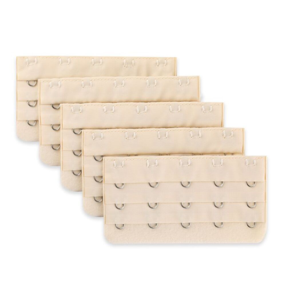5 Rows Hook and Eye Tape Extension Bra Strap Extender Beige 5 Pcs Beige